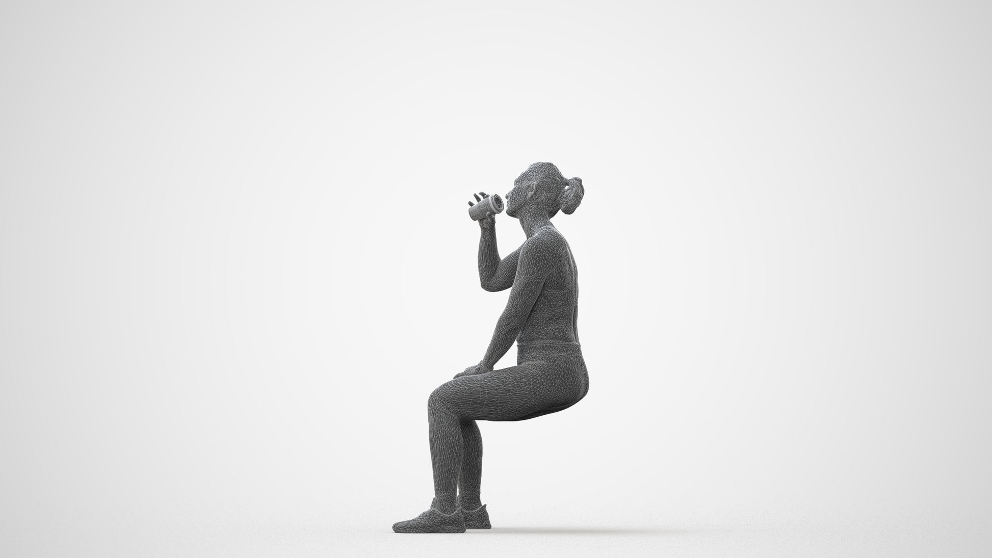 3D human model woman sport, photogrammetry scanned person for archviz, square thumbnail