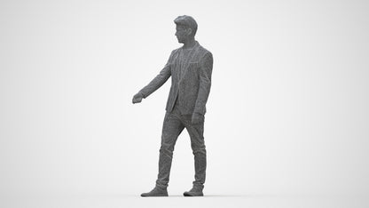 3D people model man casual door, scanned human for 3ds Max rendering, wireframe back view