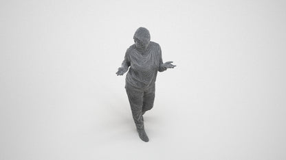 realistic 3D human woman casual walking, archviz people FBX OBJ for Blender, wireframe three-quarter view