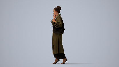 scanned 3D woman business standing, photogrammetry people for Enscape and V-Ray, three-quarter view render