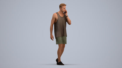 realistic 3D man casual walking, scanned archviz people for Blender and 3ds Max, standing pose render