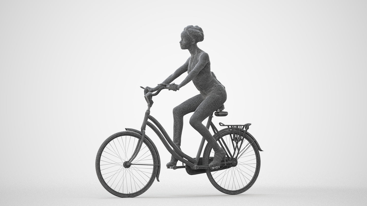 3D scanned woman cycling casual, photorealistic archviz people for Enscape and SketchUp, square thumbnail