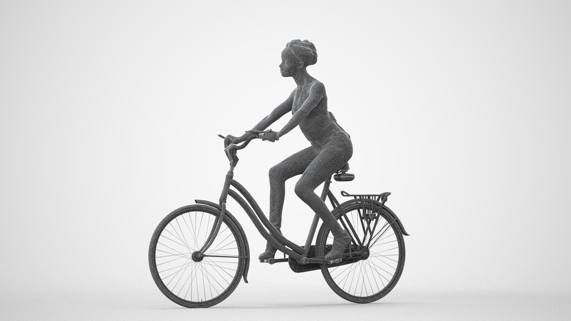3D scanned woman cycling casual, photorealistic archviz people for Enscape and SketchUp, square thumbnail
