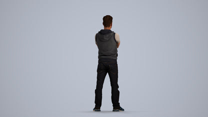 realistic 3D man casual standing, scanned archviz people for Blender and 3ds Max, front view render