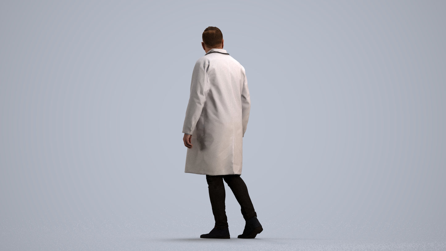 3D human model man medical, photogrammetry scanned person for archviz, front view render