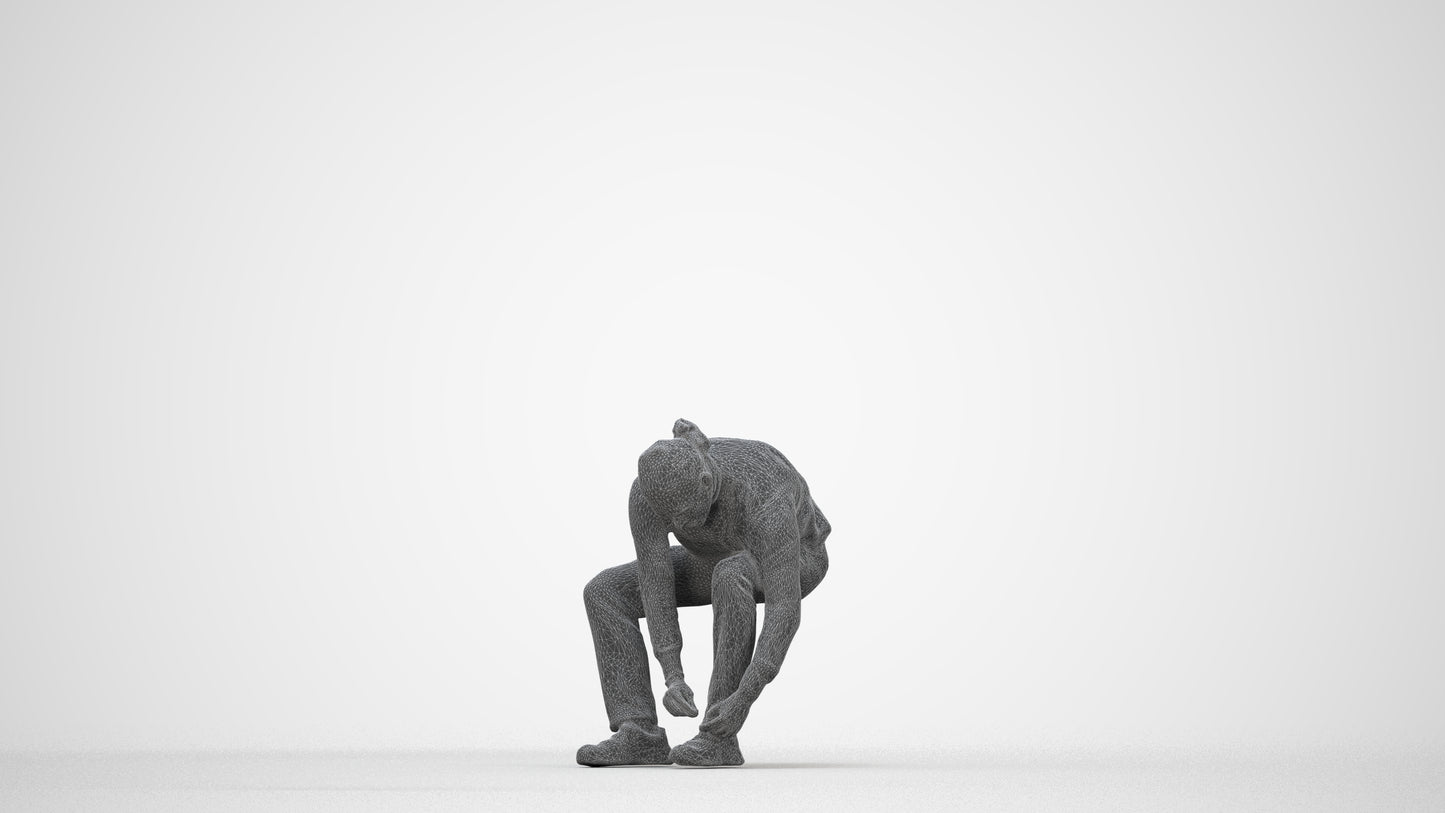 3D scanned man sitting casual, photorealistic archviz people for Enscape and SketchUp, wireframe back view