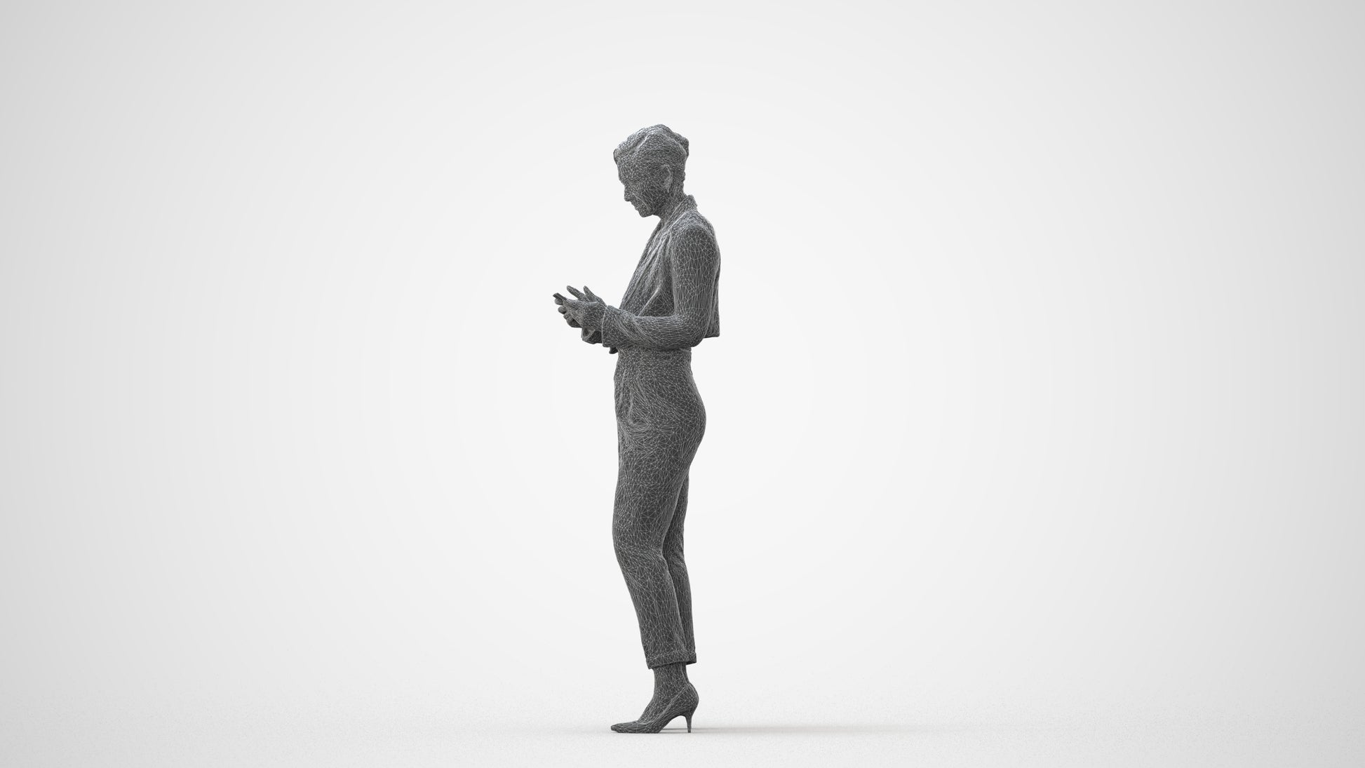 scanned 3D woman business standing, photogrammetry people for Enscape and V-Ray, square thumbnail