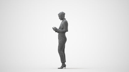 scanned 3D woman business standing, photogrammetry people for Enscape and V-Ray, square thumbnail