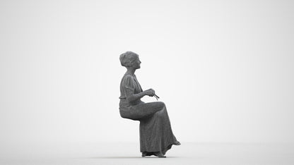 realistic 3D people woman casual sitting, render-ready for V-Ray and Corona, FBX OBJ, wireframe side view