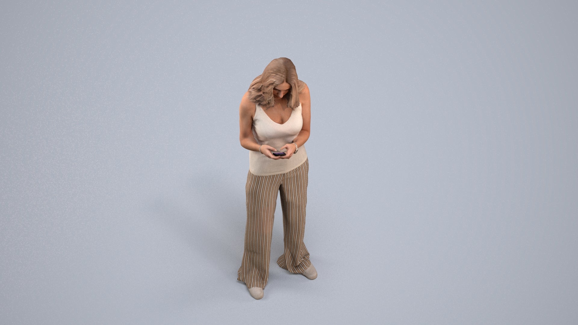 photogrammetry 3D woman casual standing, realistic human model archviz FBX, back view render