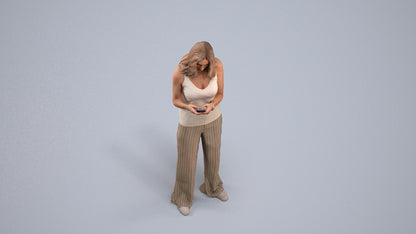 photogrammetry 3D woman casual standing, realistic human model archviz FBX, back view render