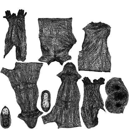 3D people model senior man sport, scanned human for 3ds Max rendering, wireframe top-down view