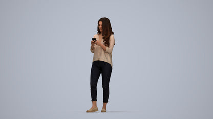 3D scanned woman walking, photorealistic archviz people for Enscape and SketchUp, top-down view render
