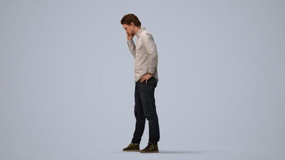 scanned 3D man casual standing, photogrammetry people for Enscape and V-Ray, three-quarter view render