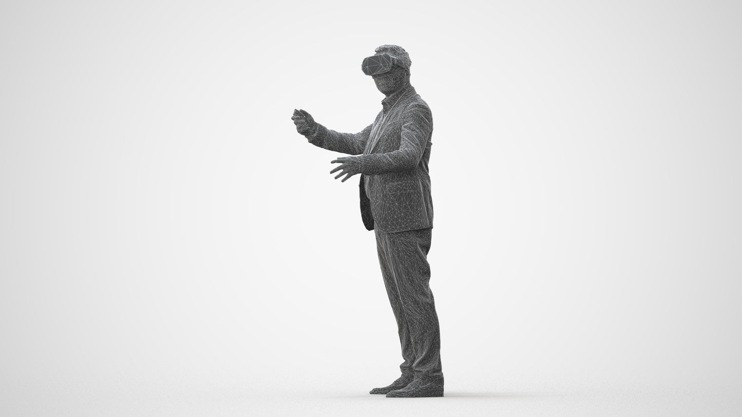 3D scanned man standing business, photorealistic archviz people for Enscape and SketchUp, square thumbnail