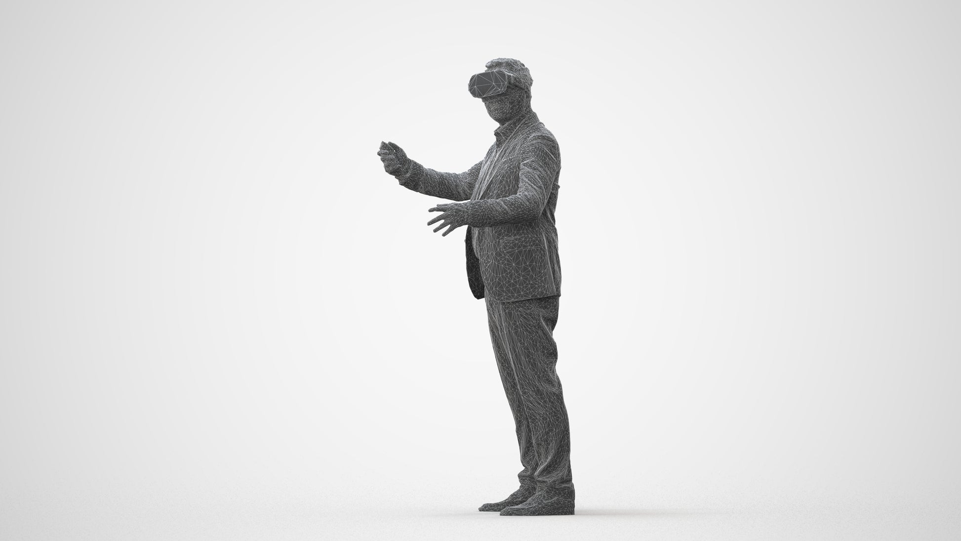 3D scanned man standing business, photorealistic archviz people for Enscape and SketchUp, square thumbnail