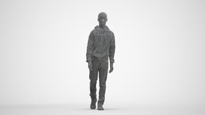 3D scanned boy kids casual, photorealistic archviz people for Enscape and SketchUp, three-quarter front view render