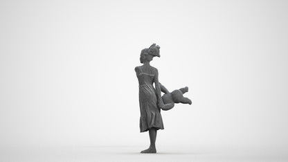 scanned 3D girl casual kids, photogrammetry people for Enscape and V-Ray, wireframe front view