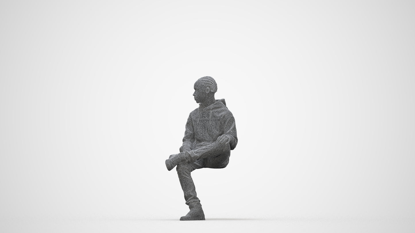realistic 3D boy casual kids, scanned archviz people for Blender and 3ds Max, wireframe back view
