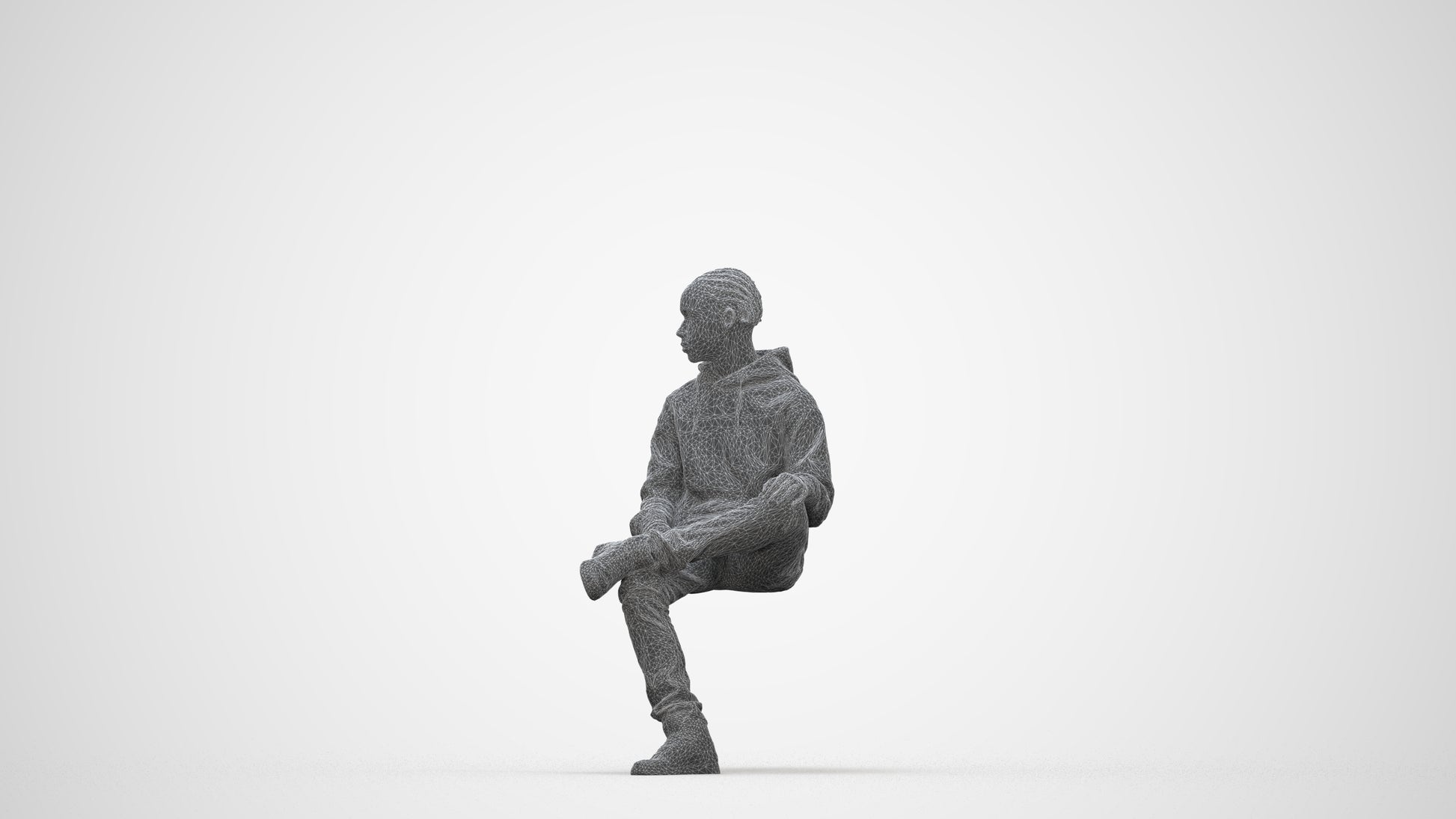 realistic 3D boy casual kids, scanned archviz people for Blender and 3ds Max, wireframe back view