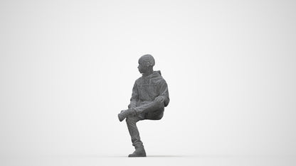 realistic 3D boy casual kids, scanned archviz people for Blender and 3ds Max, wireframe back view