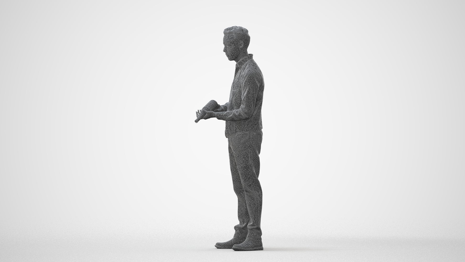 3D human model man hospitality, photogrammetry scanned person for archviz, square thumbnail