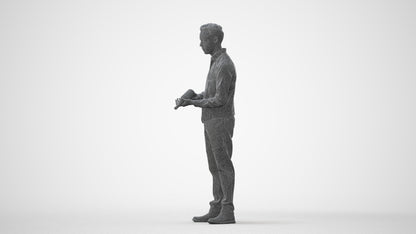 3D human model man hospitality, photogrammetry scanned person for archviz, square thumbnail