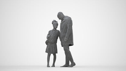 realistic 3D human girl business kids, archviz people FBX OBJ for Blender, wireframe back view