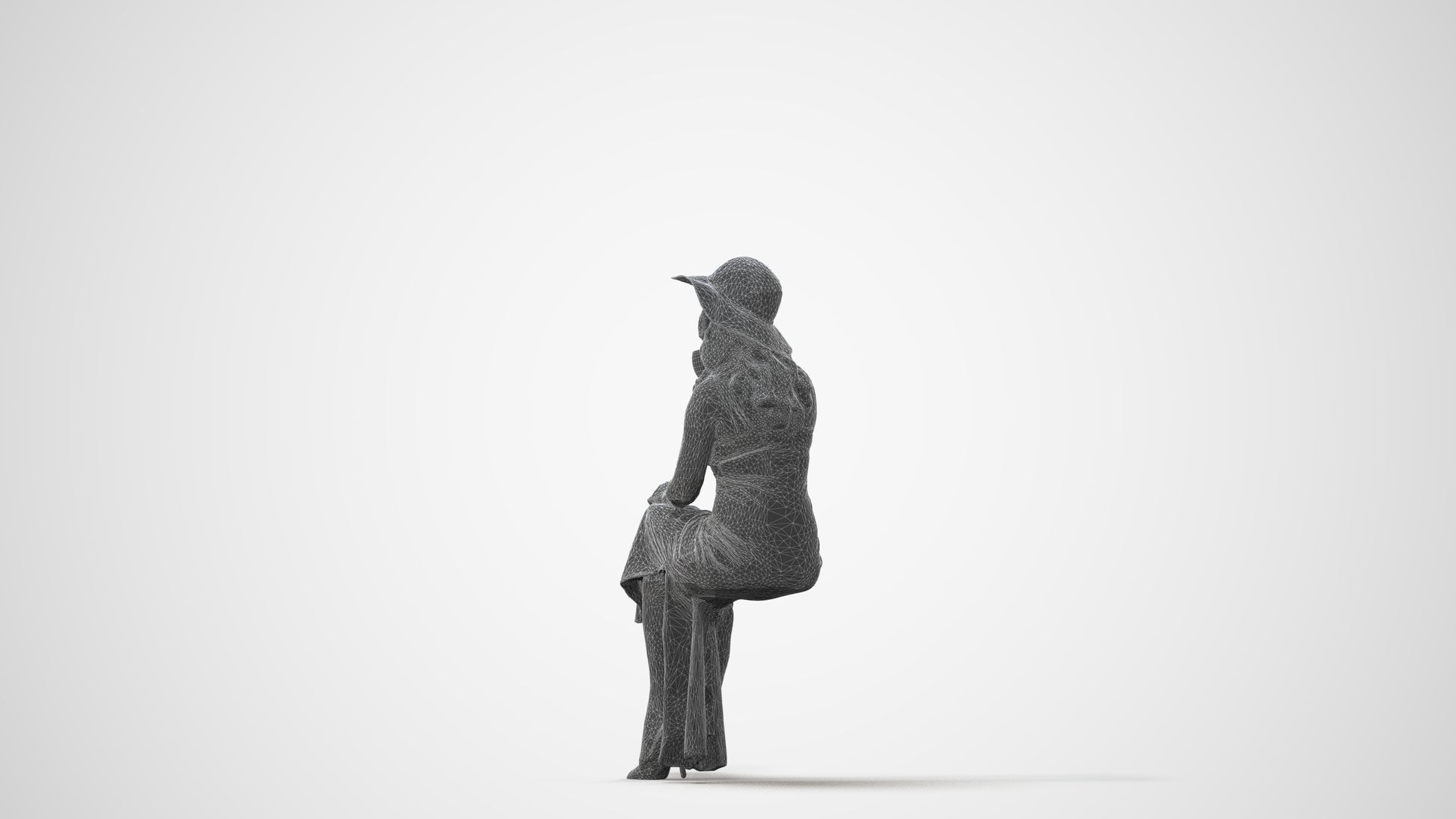 3D scanned woman sitting casual, photorealistic archviz people for Enscape and SketchUp, square thumbnail