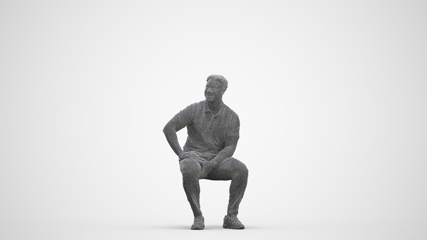 3D scanned man pool casual, photorealistic archviz people for Enscape and SketchUp, three-quarter front view render