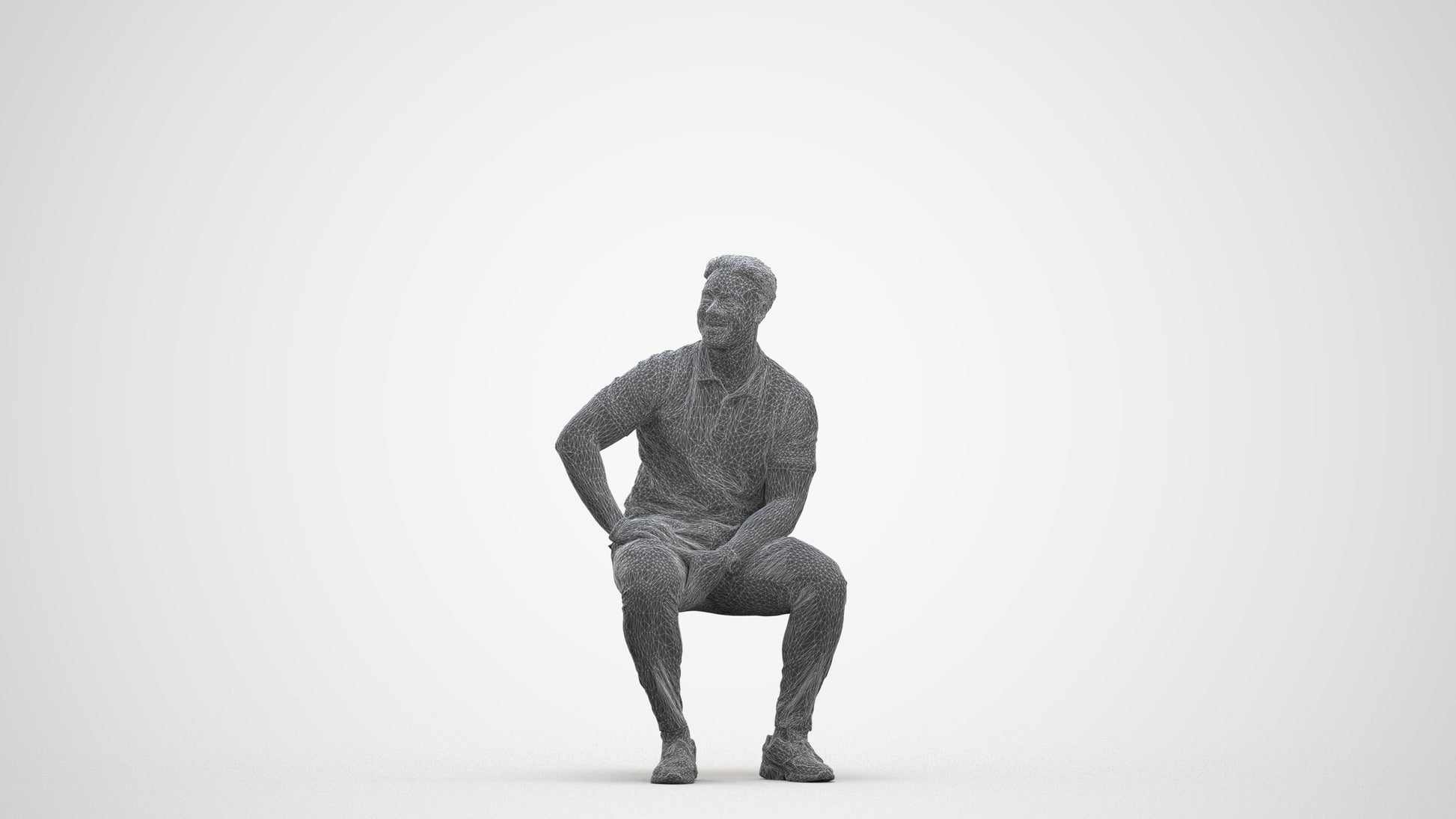 3D scanned man pool casual, photorealistic archviz people for Enscape and SketchUp, three-quarter front view render