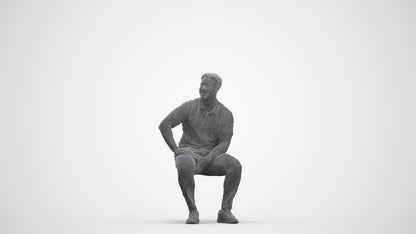 3D scanned man pool casual, photorealistic archviz people for Enscape and SketchUp, three-quarter front view render