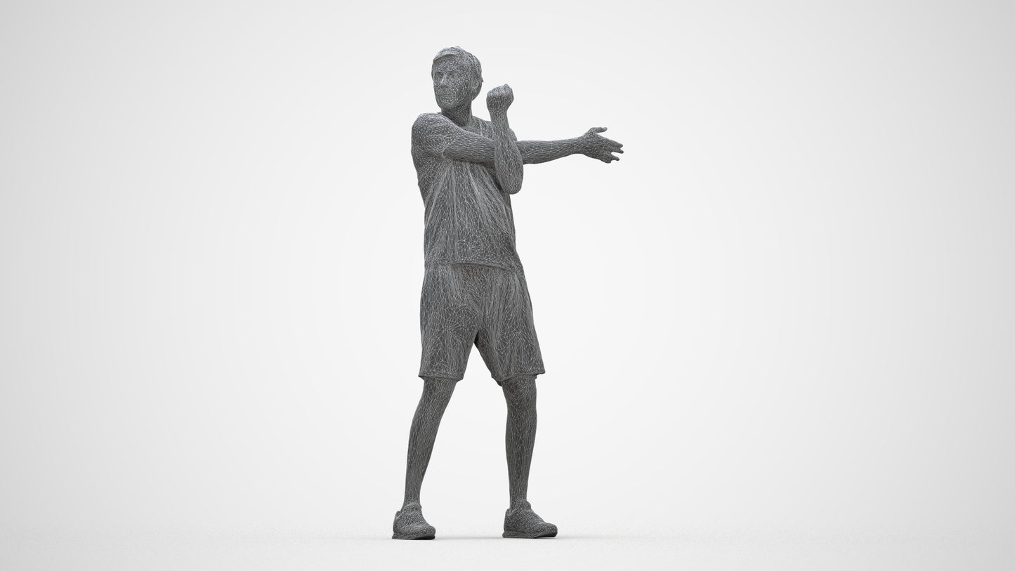 3D human model man sport, photogrammetry scanned person for archviz, wireframe back view
