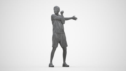 3D human model man sport, photogrammetry scanned person for archviz, wireframe back view