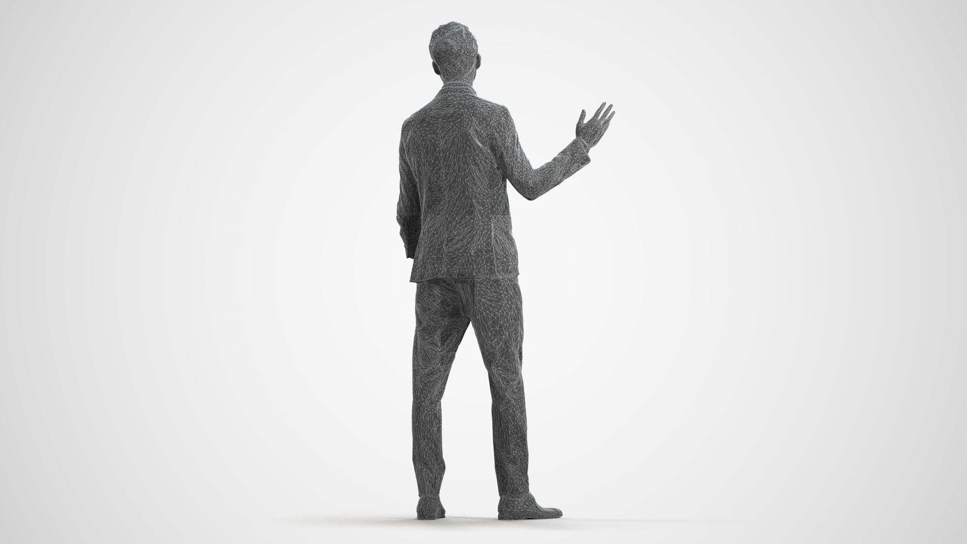 photogrammetry 3D man business, realistic human model archviz FBX, wireframe front view