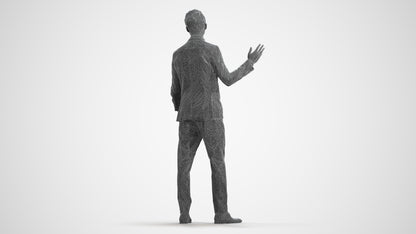photogrammetry 3D man business, realistic human model archviz FBX, wireframe front view