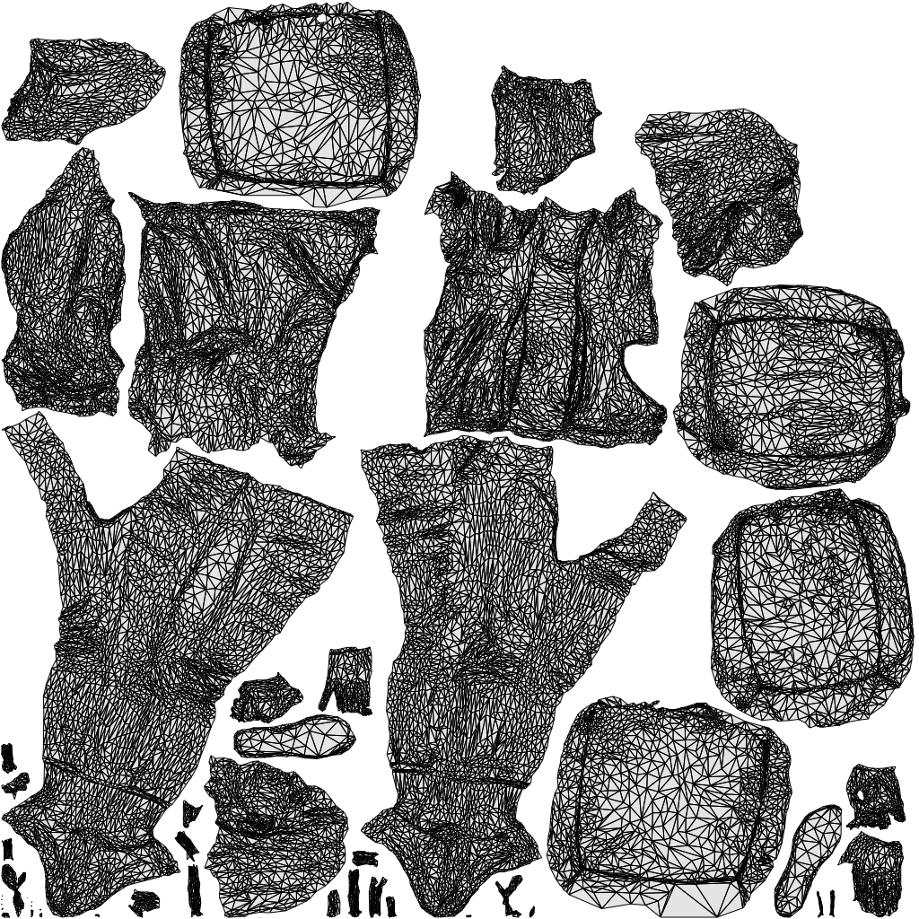 scanned 3D woman casual shopping, photogrammetry people for Enscape and V-Ray, wireframe top-down view