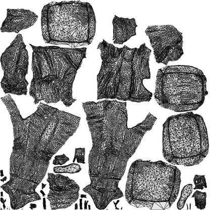 scanned 3D woman casual shopping, photogrammetry people for Enscape and V-Ray, wireframe top-down view