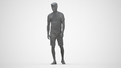 photogrammetry 3D man casual walking, realistic human model archviz FBX, wireframe back view