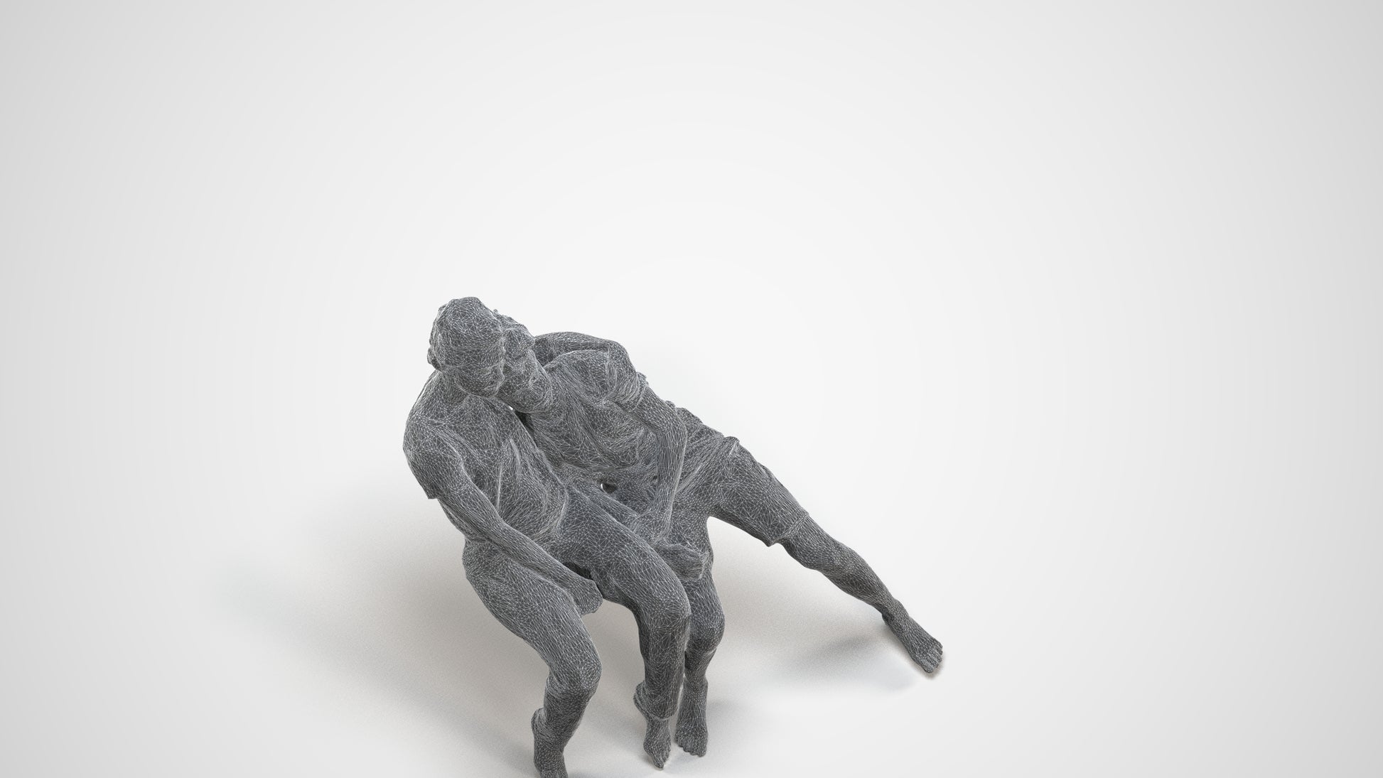 realistic 3D human girl kids, archviz people FBX OBJ for Blender, wireframe three-quarter view