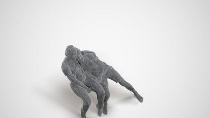 realistic 3D human girl kids, archviz people FBX OBJ for Blender, wireframe three-quarter view