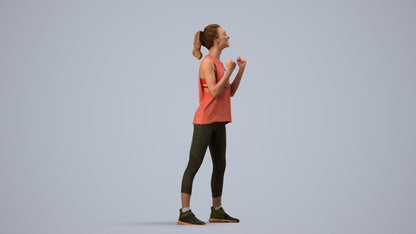 realistic 3D human woman sport, archviz people FBX OBJ for Blender, side view render