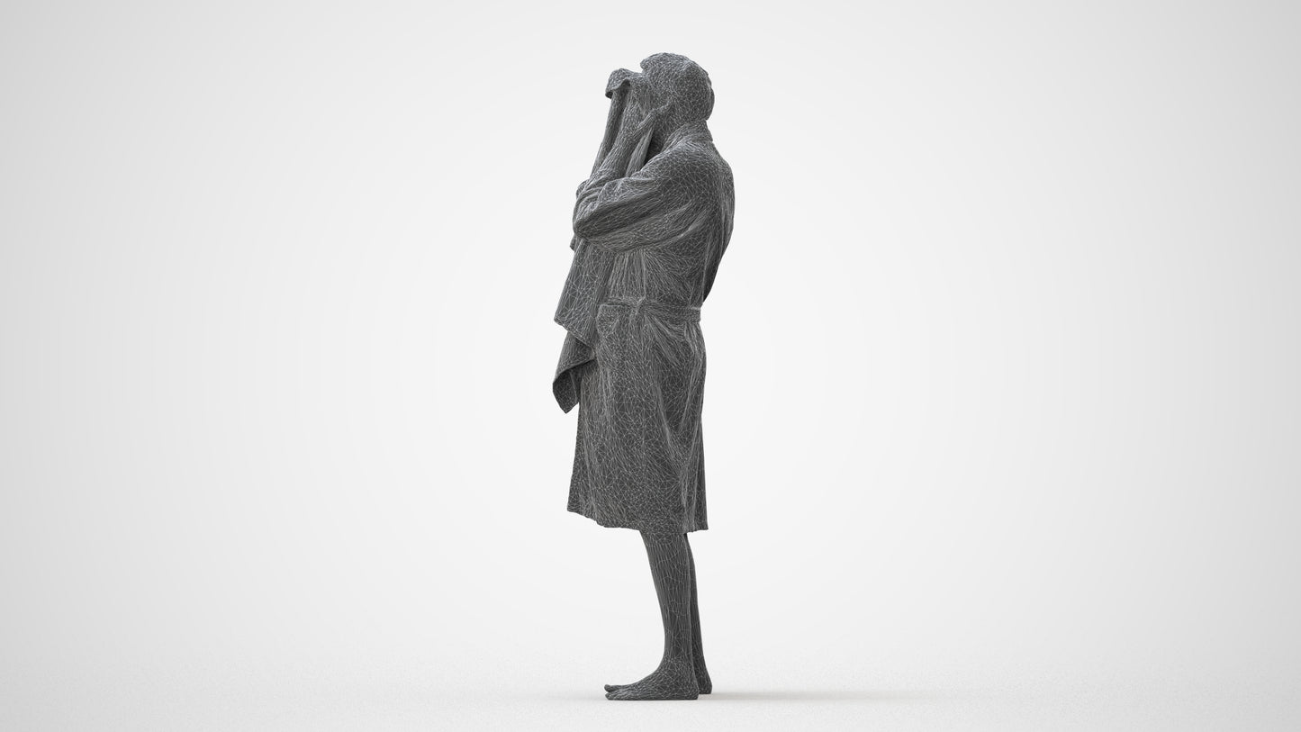 realistic 3D man bathroom, scanned archviz people for Blender and 3ds Max, square thumbnail