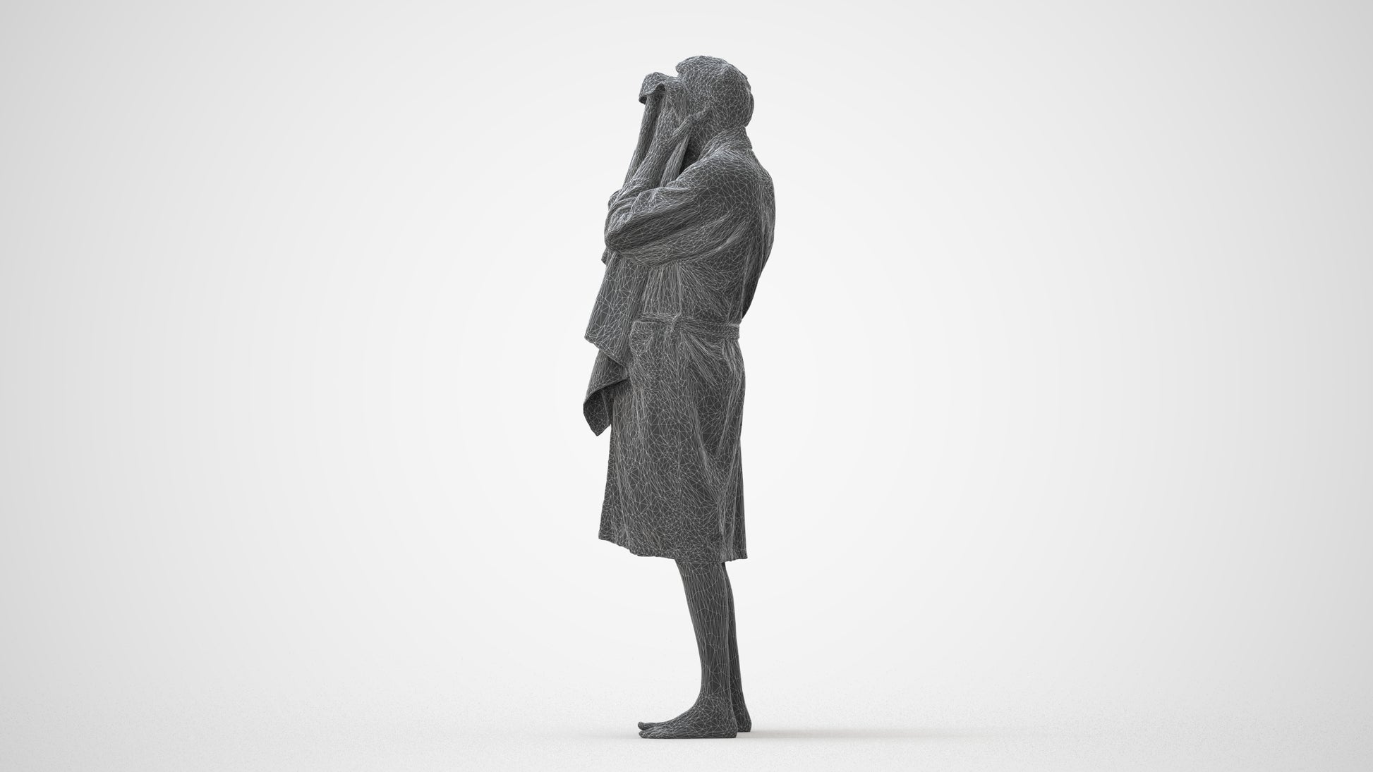 realistic 3D man bathroom, scanned archviz people for Blender and 3ds Max, square thumbnail