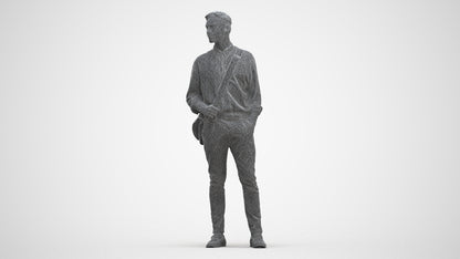 scanned 3D man casual standing, photogrammetry people for Enscape and V-Ray, three-quarter front view render