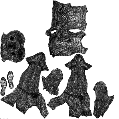 3D people model man casual standing, scanned human for 3ds Max rendering, wireframe top-down view