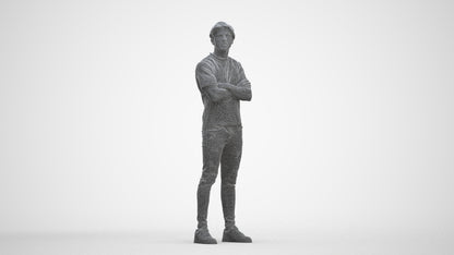 3D people model man casual standing, scanned human for 3ds Max rendering, three-quarter front view render
