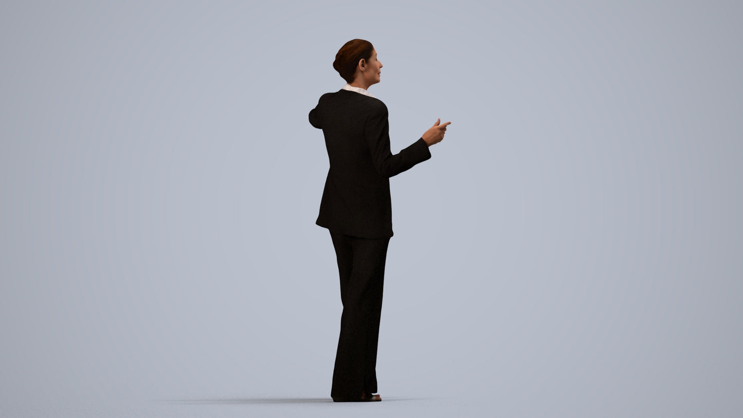 scanned 3D senior woman business, photogrammetry people for Enscape and V-Ray, side view render