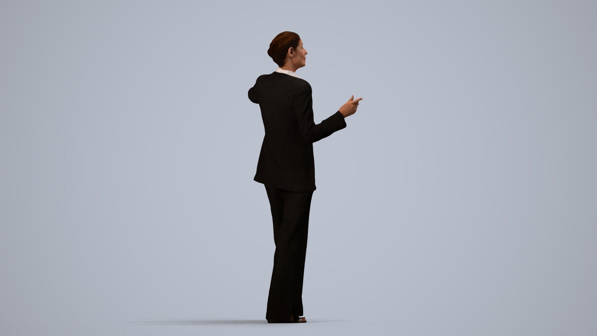 scanned 3D senior woman business, photogrammetry people for Enscape and V-Ray, side view render