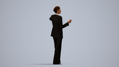 scanned 3D senior woman business, photogrammetry people for Enscape and V-Ray, side view render